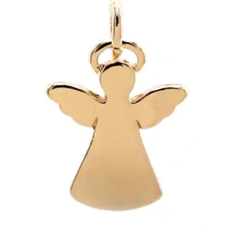Thick gold angel charm, gold angel pendant, gold angel jewelry, angels for charm bracelets, Catholic Christian religious faith charm jewelry image 6