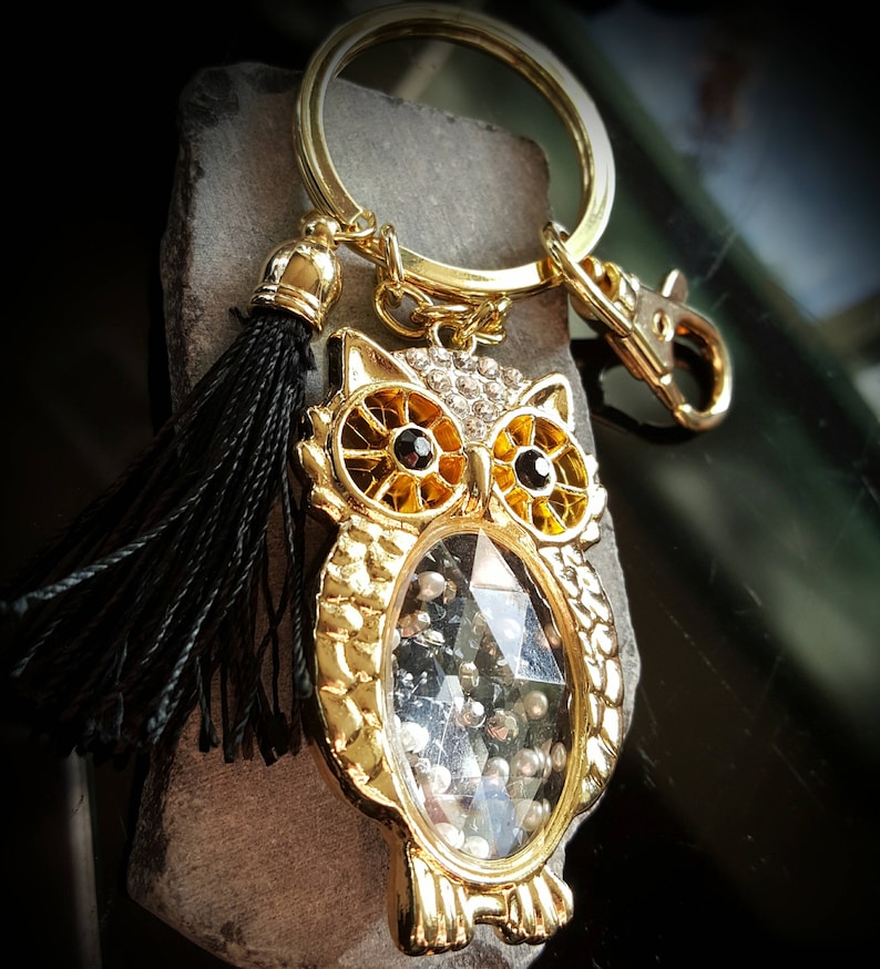 Unique gold owl keychain cute crystal owl keychain sparkly Etsy