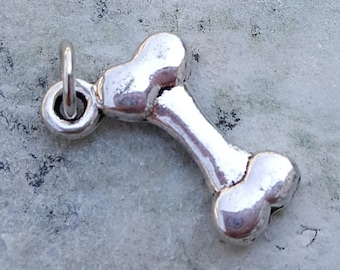 Silver dog bone charm, animal charms, tiny dogbone charm, silver dog bone pendant, dog charms pendants, pet charms, dog lover christmas gift