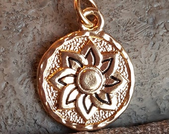 Gold mandala pendant, mandala necklace pendant, meditation yoga jewelry, lotus flower mandala, spiritual jewelry gift, gold mandala charm