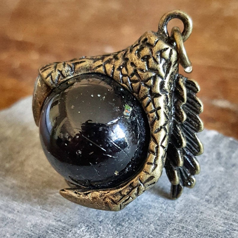 Bronze dragon claw charm dragon claw pendant black crystal Etsy