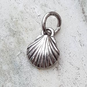 TINY Silber Muschel Charme, kleine Silber Muschel Charme, kleine Silber Ozean Strand Charme Anhänger Schmuck, kleine Silber Muschel Schmuck