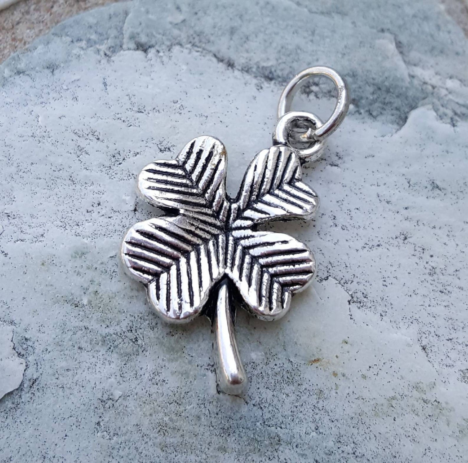 Silver Four Leaf Clover Charms Pendants Shamrock Charms | Etsy
