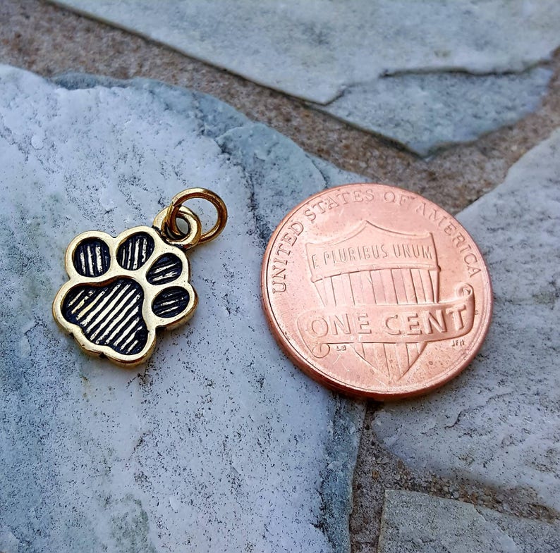 Gold dog paw charm animal paw charms tiny pawprint charm Etsy