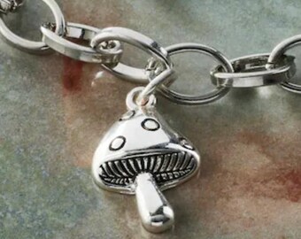Silber Pilz Charm, Silber Pilz Anhänger, Silber wilder Pilz für Armband oder Halskette, Feengarten Charms Anhänger Pilz Schmuck