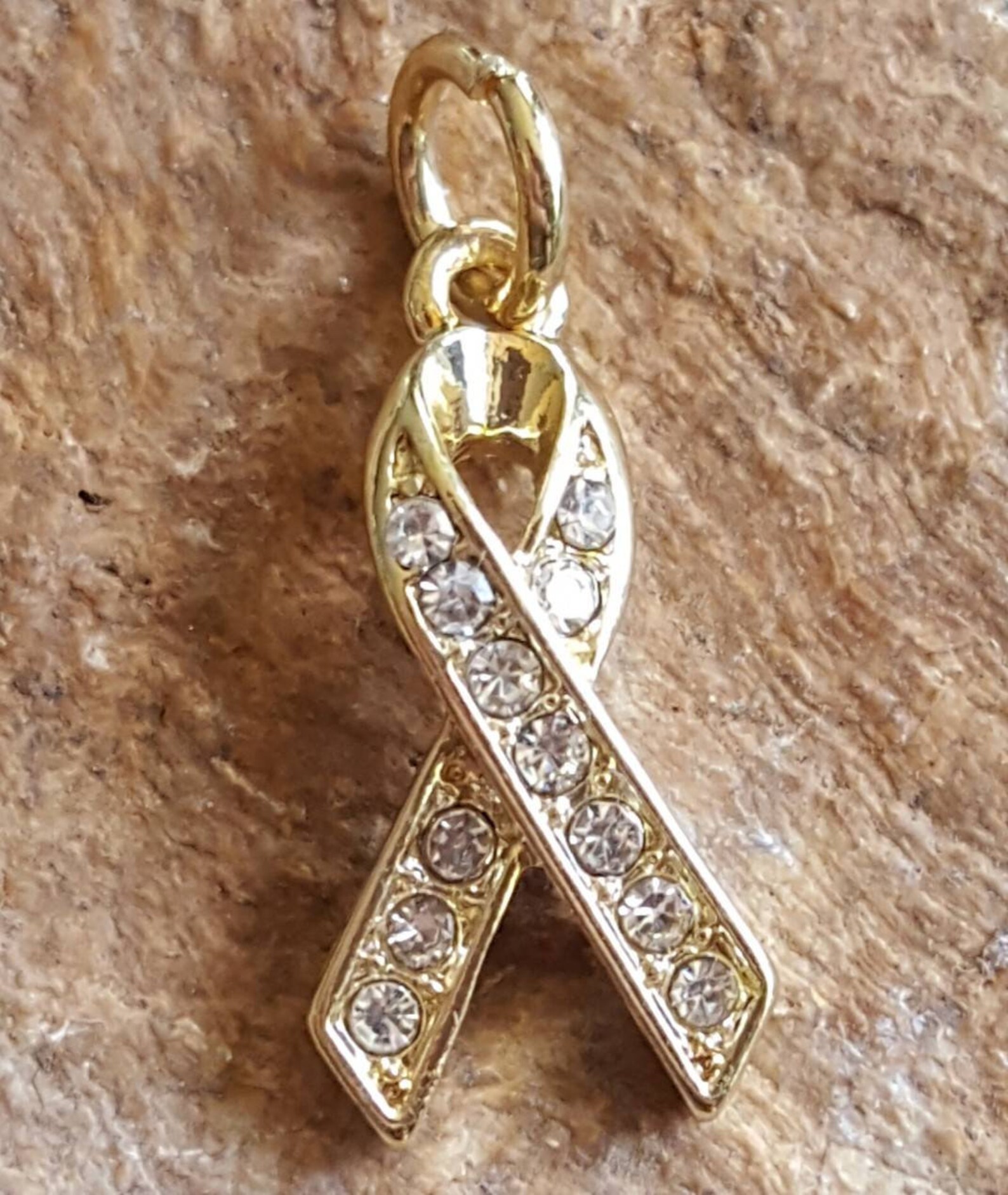 Gold Cancer Awareness Charm Cancer Survivor Ribbon Pendant Etsy Singapore