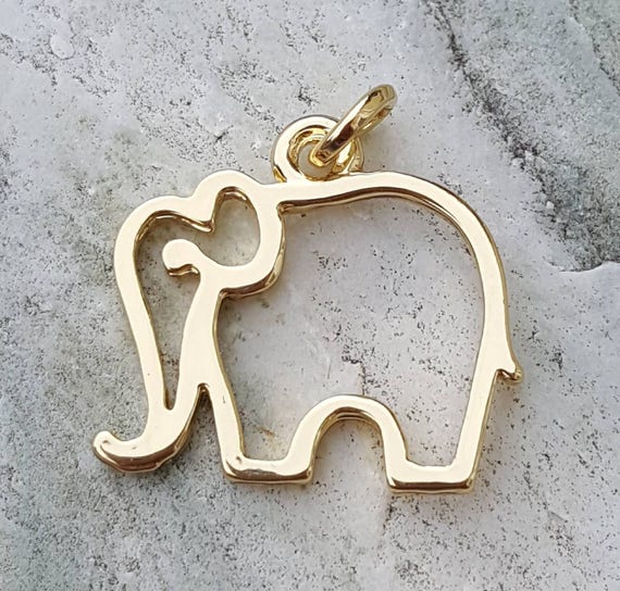14k Yellow Gold and Hearts Pendant 34x15mm