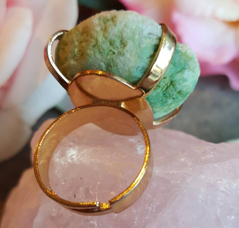 Mint Green Geode Ring Mint Green Druzy Ring Green Crystal Etsy