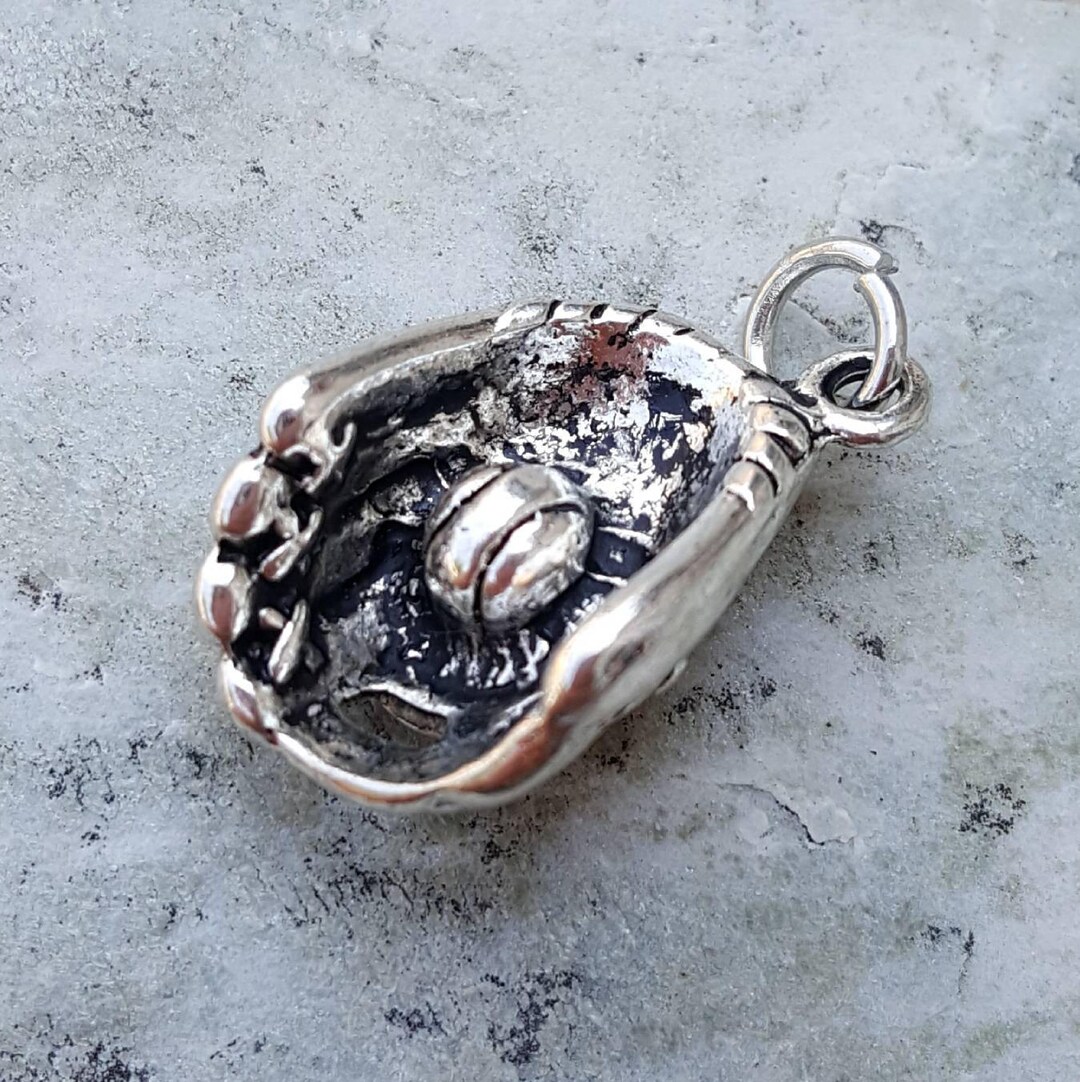 Silver Baseball Mitt Charm Tiny Baseball Glove Charm Etsy