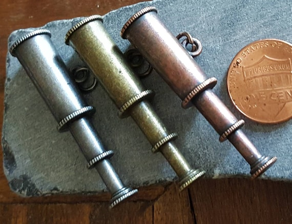 Steampunk Telescope Charms Antique Telescope Pendants For Necklaces Unique Bronze Copper Gunmetal Telescopes Vintage Metal Telescopes Steampunk Telescope Charms Antique Telescope Pendants For Necklaces Unique Bronze Copper Gunmetal Telescopes Vintage Metal Telescopes