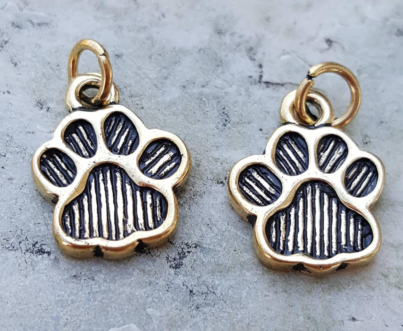 Gold dog paw charm animal paw charms tiny pawprint charm Etsy