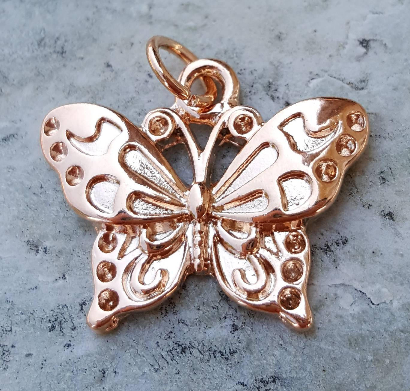Rose Gold butterfly charms butterfly pendants charms for Etsy