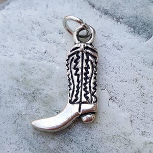 Silver cowboy boot charm, silver cowboy boot pendant, silver boot charm, western charms, tiny vintage cowboy boot, cowgirl christmas gift