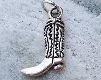 Silber Cowboy Stiefel Charme, Silber Cowboy Boot Anhänger, Silber Boot Charme, westlichen Charms, kleine Vintage Cowboy Stiefel, Cowgirl Weihnachtsgeschenk