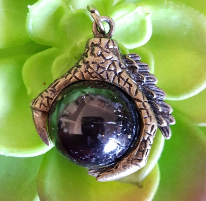 Bronze dragon claw charm dragon claw pendant black crystal Etsy