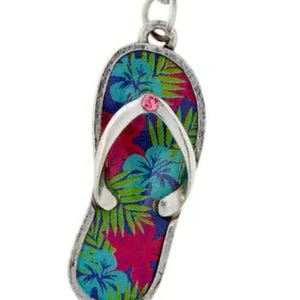 Clip on charm for bracelets necklaces, shoe charms w lobster clasps, tropical beach vacation charms, summer sandal charm, flip flop charm image 1