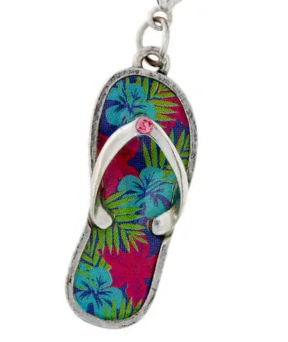 Clip on charm for bracelets necklaces, shoe charms w lobster clasps, tropical beach vacation charms, summer sandal charm, flip flop charm