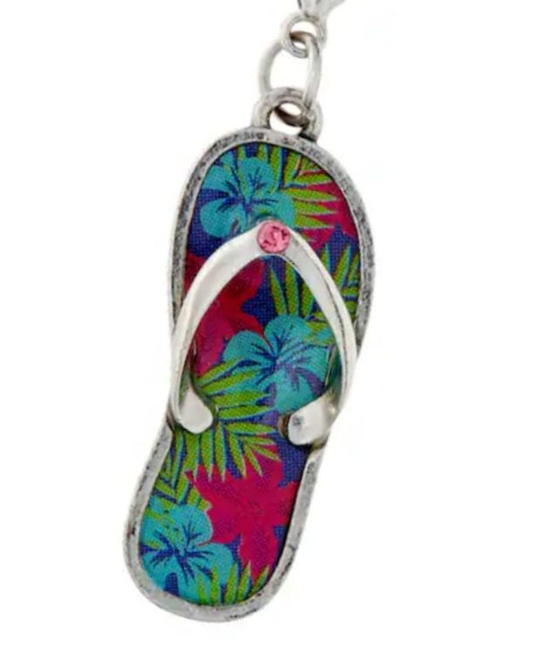 Clip on charm for bracelets necklaces, shoe charms w lobster clasps, tropical beach vacation charms, summer sandal charm, flip flop charm image 1