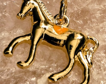 14k gold plated horse charm, stallion charm, gold horse pendant, gold horse jewelry, animal charms, horse rider gifts, equestrian jewelry