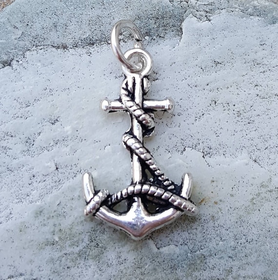 Tiny silver anchor pendant, tiny anchor charm, nautical charm, silver  sailing jewelry, vintage anchor charm for bracelet, nautical pendant