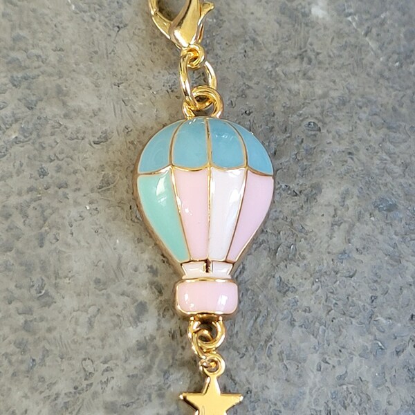 Breloque à clip pour collier bracelet, breloque en émail, breloque montgolfière vintage, petit pendentif montgolfière vintage breloque ballon antique