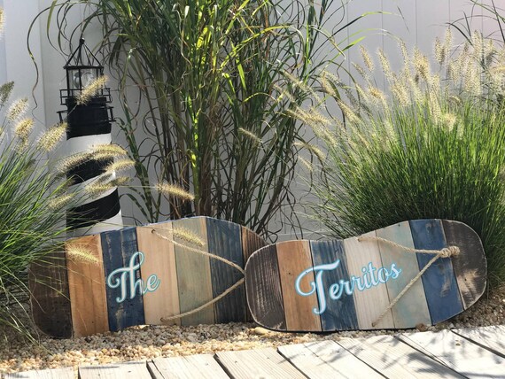 Wooden Flip Flops Sign Personalized Sandal Rustic Beach Etsy