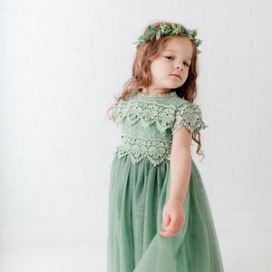 Mint green and best sale white flower girl dresses