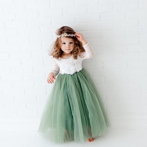 Mint green and online white flower girl dresses