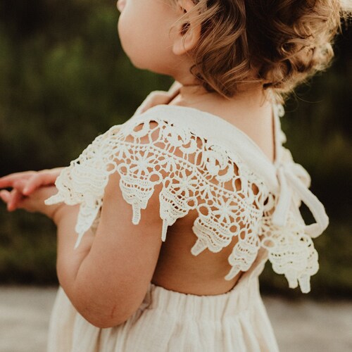 Boho Lace Flower Girl Dresses Baby Gift Linen Girls Dresses Etsy