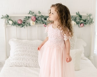 blush flower wedding dress