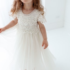 Bohemian Ivory Flower Girl Dress, Rustic Tulle Wedding Dress, Will You Be My Flower Girl Proposal, Boho Dresses