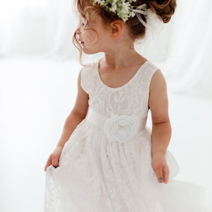 Boho Lace Flower Girl Dress, Rustic White Wedding Dress, Will You Be My Flower Girl Proposal, Bohemian Dresses image 5