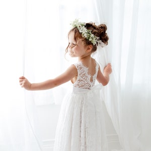Bohemian White Flower Girl Dress, Rustic Tulle Wedding Dress, Will You Be My Flower Girl Proposal, Boho Dresses