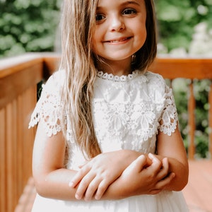 White Lace Bohemian Gown, Infant Baptism Dress, Unique Baby Boho Dress, Flower Girl Dress