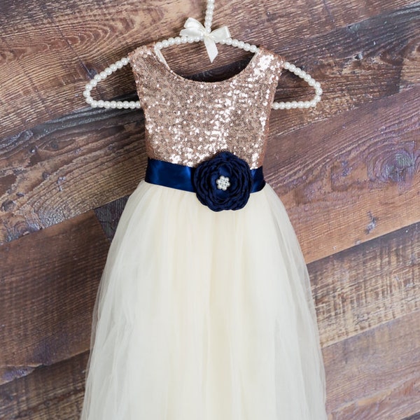 Rose Gold Flower Girl Dress Etsy