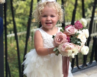 Lace Baby Flower Girl Dress, Ivory Tulle Beach Flower Girl Dress, Cream Tutu Dress, Elegant Girls Dresses