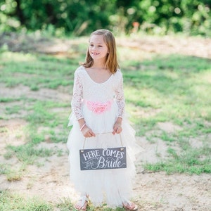 White Flower Girl Dresses, Rustic Boho Girls Dress, Flower Girl Proposal