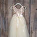 Ivory Tulle Flower Girl Dress, Boho Chic Rose Gold Sequin Wedding Gown, Floor Length Long Ball Gown 