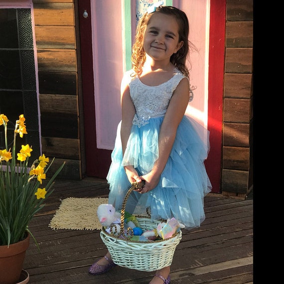 powder blue flower girl dress