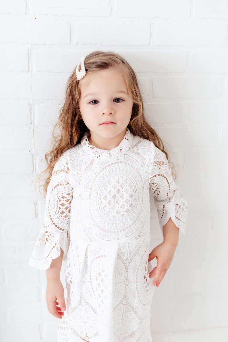 Boho Lace Flower Girl Dress Rustic White Wedding Dress Will Etsy