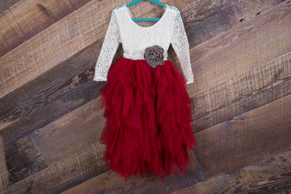 deep red flower girl dresses