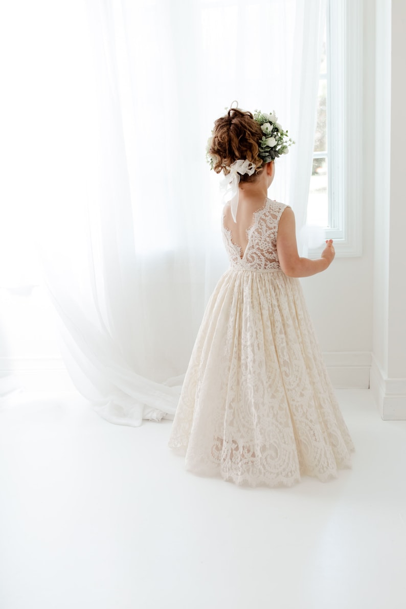 Athena Boho Flower Crown, Ivory Peony Flower Girl Halo, Bohemian Floral Wreath Headpiece for Wedding image 4