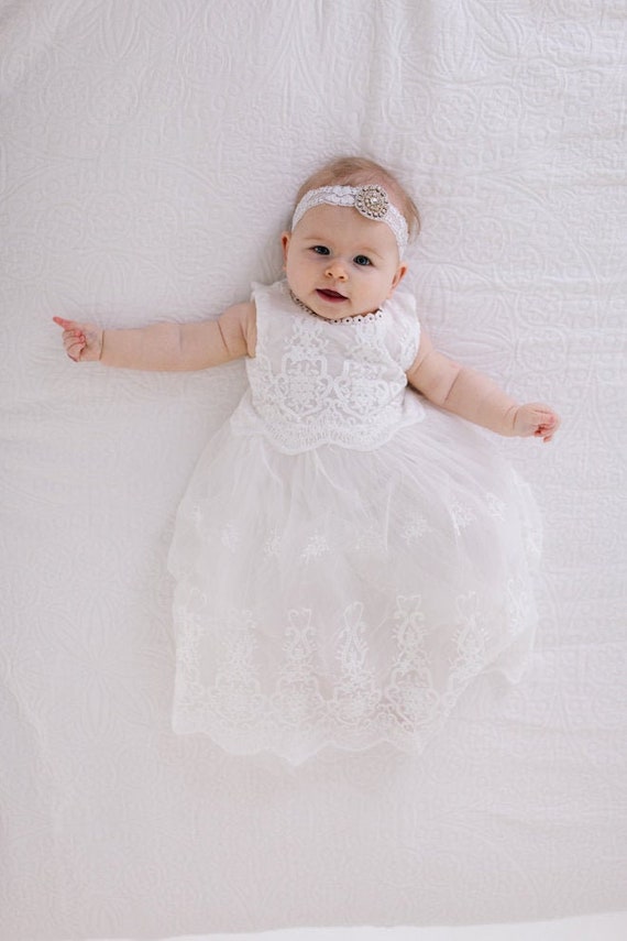 Vestido blanco para bebés recién nacidos Vestido de bautizo - Etsy México Vestido blanco para bebés recién nacidos Vestido de bautizo - Etsy México