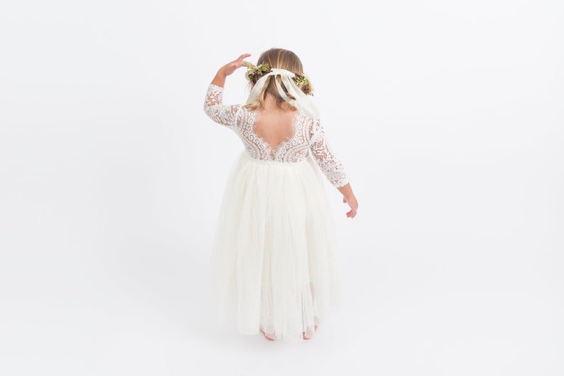 Boho Ivory Flower Girl Dress White Lace Summer Dress Beach Etsy