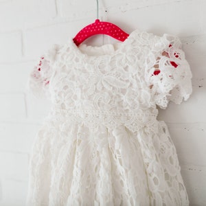 Newborn Lace Christening Gown for Baby Girl, Elegant Baptism Dress, White Blessing Day Outfit, Infant Dedication Ceremony Dress image 9