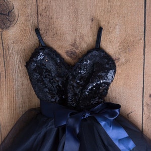 Navy Tulle Flower Girl Dress, Midnight Blue Sequin Dress, Girls Tulle Spring Dresses