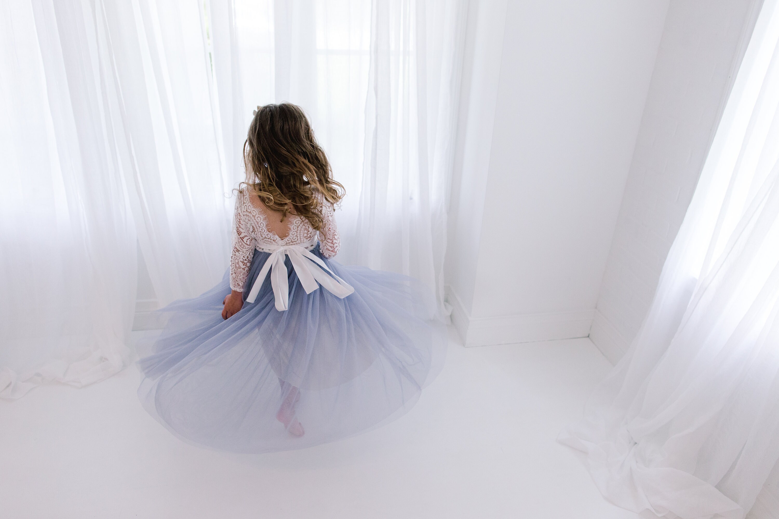 Dreamy White Tulle & Lace Flower Girl Dress