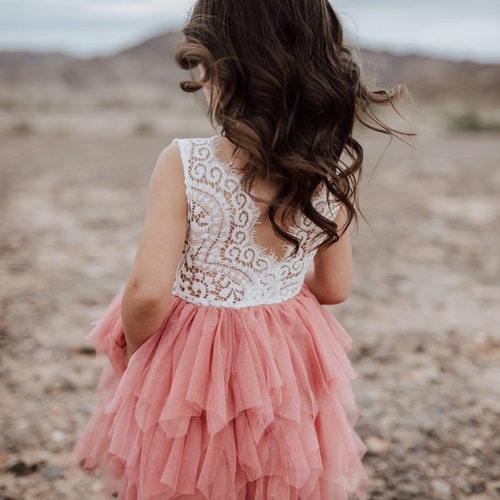 Rose Gold Infant Flower Girl Dress Ivory Tulle Wedding Dress Etsy
