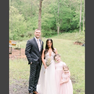 Blush Pink Sienna Dress, Boho Lace Flower Girl Dress for Toddlers, Bohemian Tulle Wedding Gown for Girls image 13
