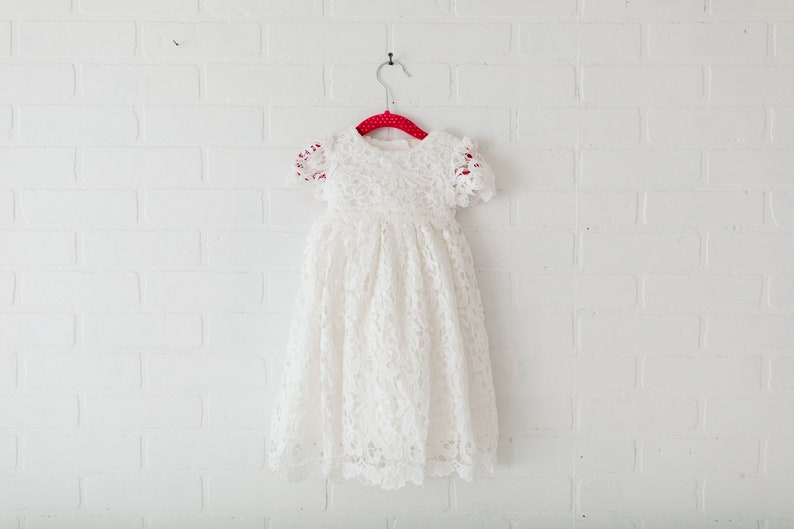 Newborn Lace Christening Gown for Baby Girl, Elegant Baptism Dress, White Blessing Day Outfit, Infant Dedication Ceremony Dress image 10